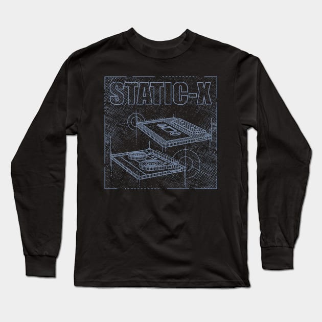 Static-X - Technical Drawing Long Sleeve T-Shirt by Vector Empire